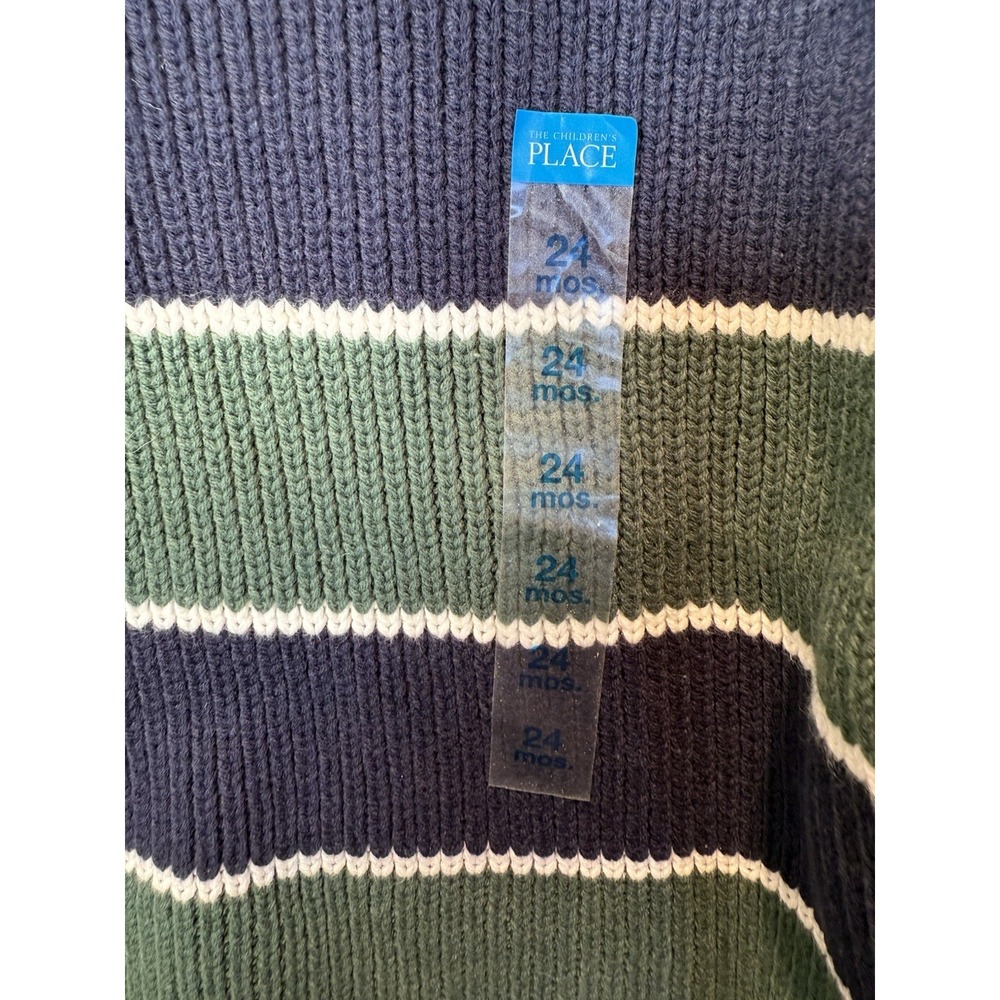 The Children's Place Sweater Toddler 24 mo‎ Green Navy, White Stripe Sweater-New - Picture 2 of 6